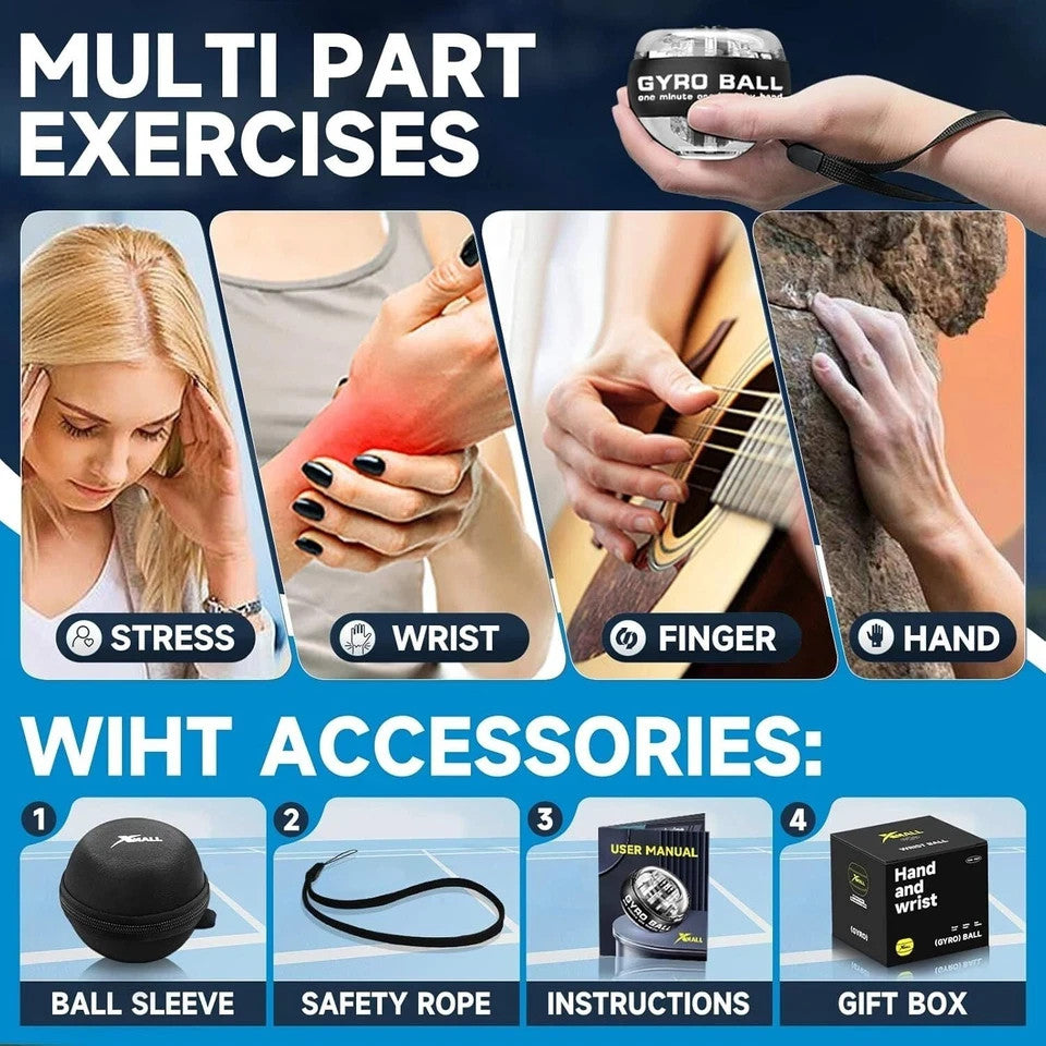 Wrist Power Gyro Ball, Hand Forearm Strengthener, Wrist Trainer, Auto-Start Colo