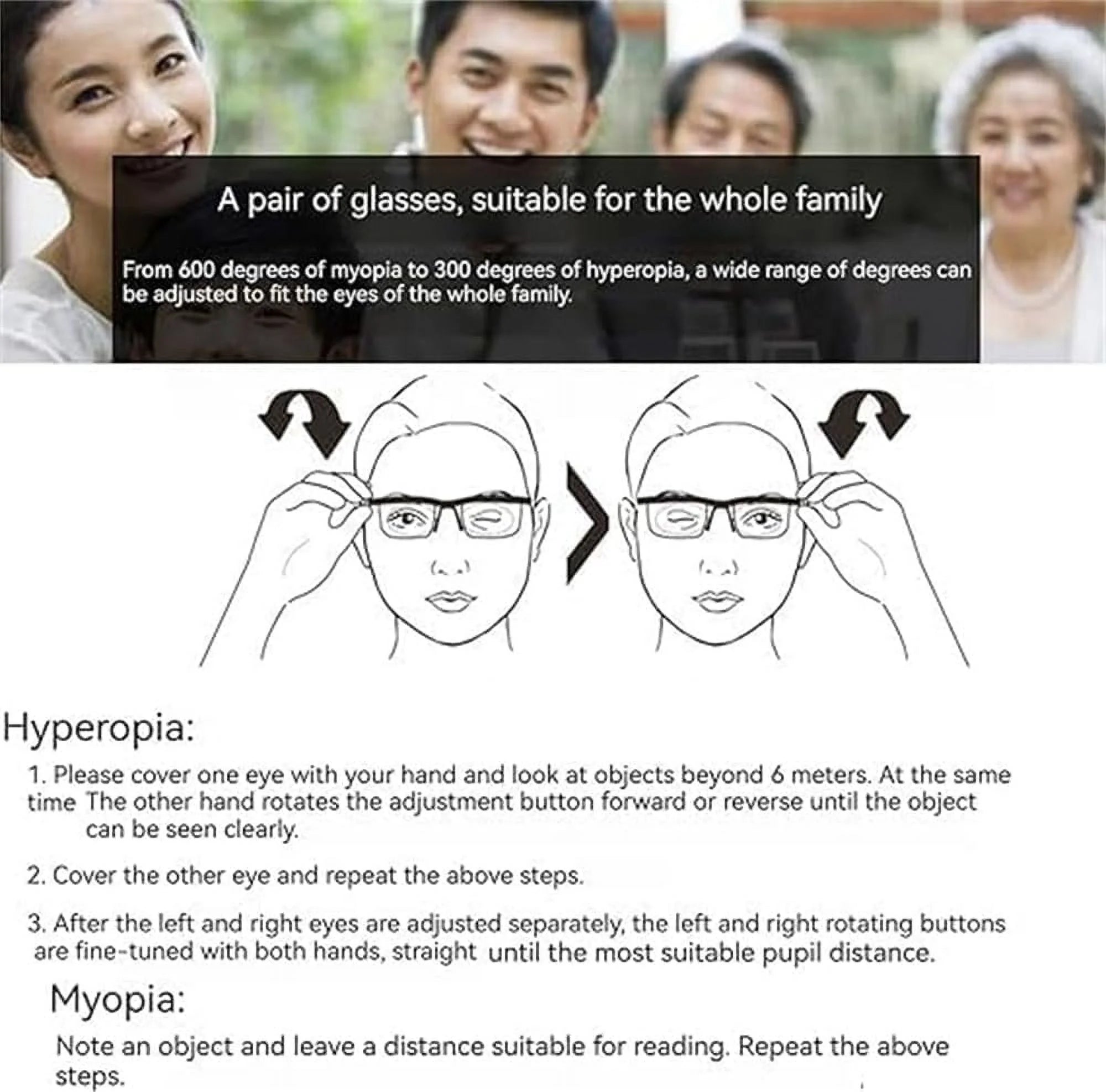 Vi Shift Adjustable Glasses for Women, Vi-Shift Adjustable Glasses, Vi Shift Adjustable Reading Glasses Men, Vi-Shift Adjustable Glasses for Men, Vi Shift Adjustable Reading (1PCS)