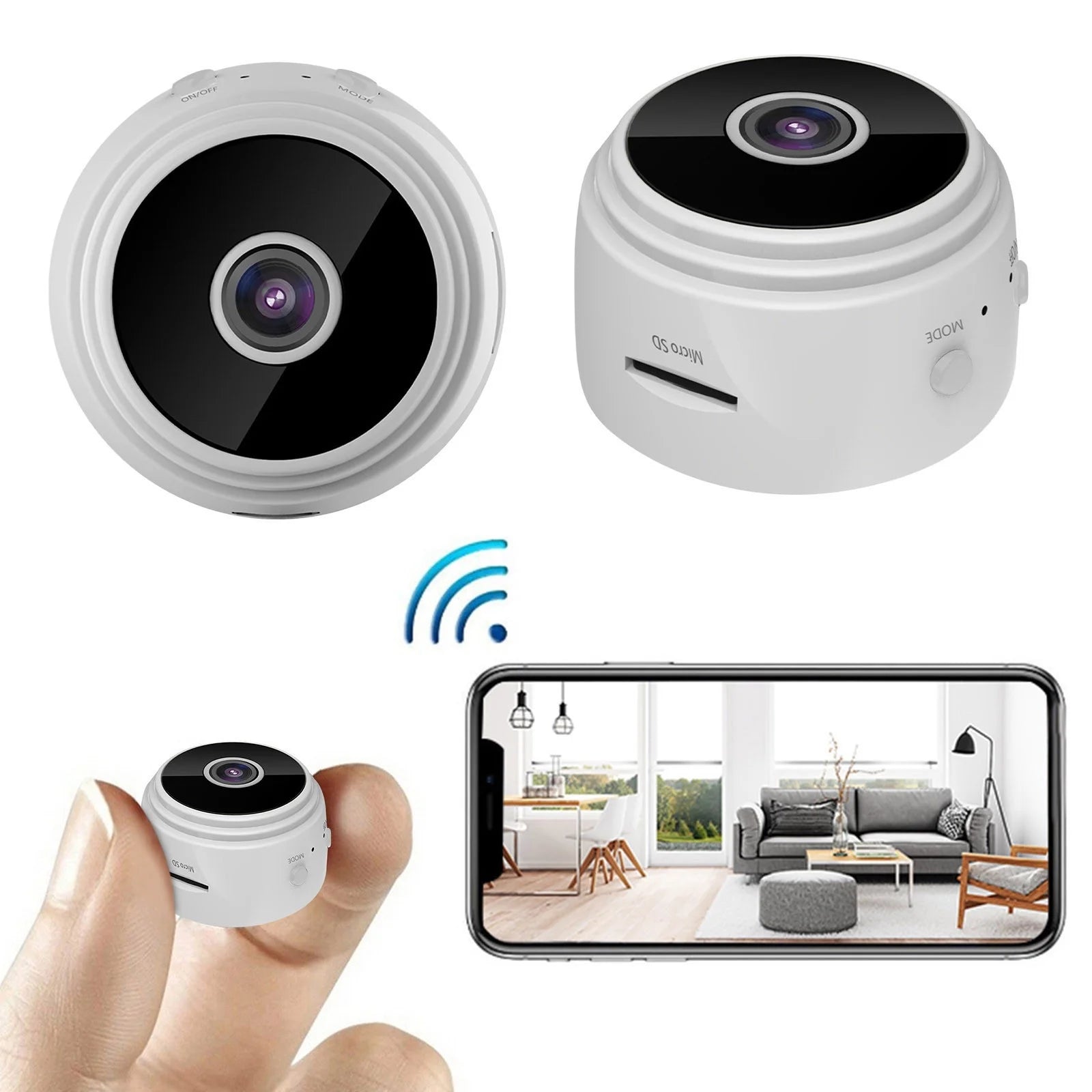 Mini Camera Wireless HD 1080P Security Cam Night Vision Motion Detects with 360° Adjust