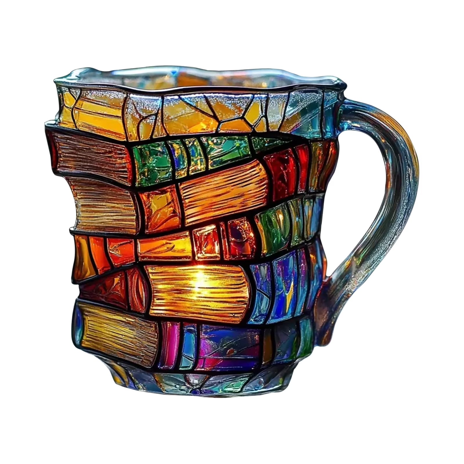 On Clearance ,Stackable Handmade Coffee Mugs,11Oz Novelty Unique 3D Painted Books Stack Morning Coffee Mug,Collection Gifts for Literature Lovers Readers Librarians Writers(#B)