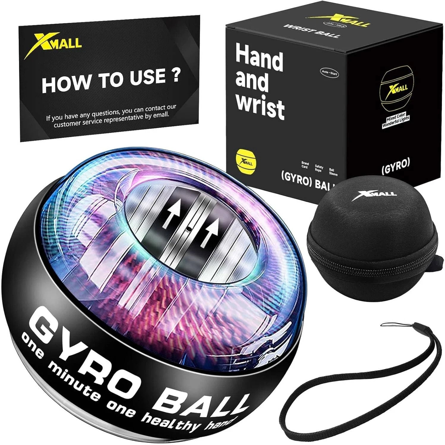 Wrist Power Gyro Ball, Hand Forearm Strengthener, Wrist Trainer, Auto-Start Colo