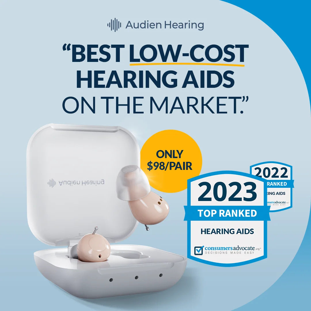 Audien Atom One Over-The-Counter (OTC) In-The-Ear Rechargeable Hearing Aids, Universal Fit, 1 Pair