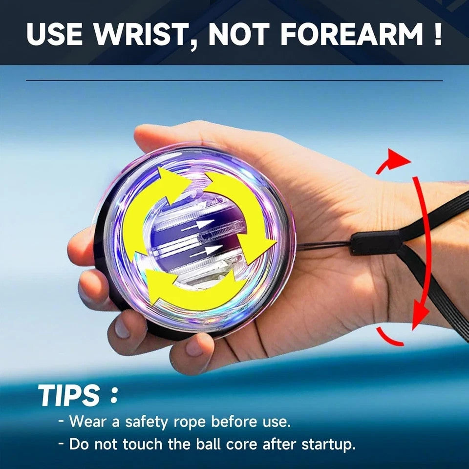Wrist Power Gyro Ball, Hand Forearm Strengthener, Wrist Trainer, Auto-Start Colo