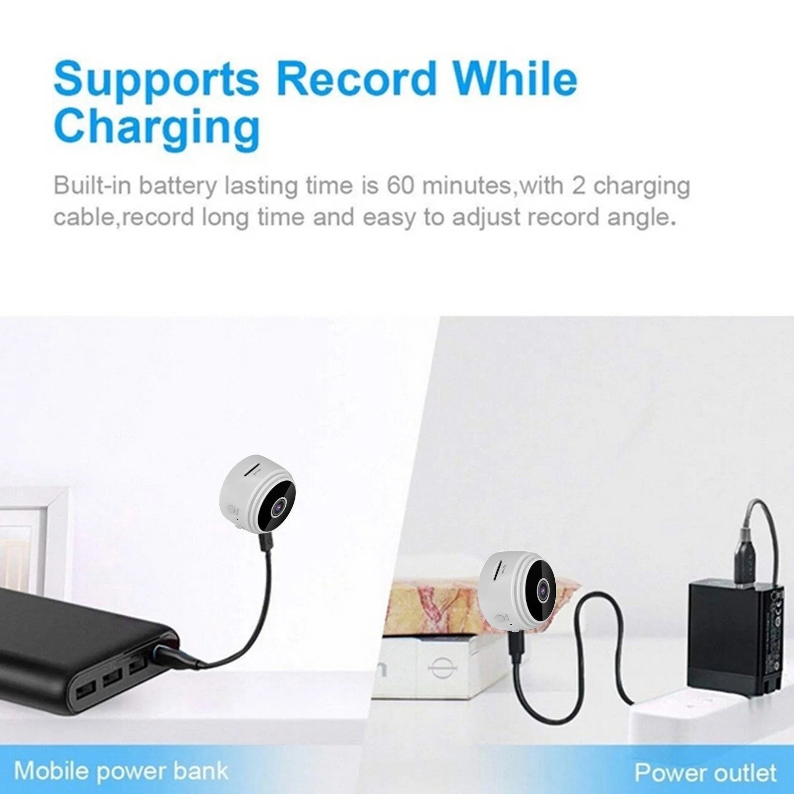 Mini Camera Wireless HD 1080P Security Cam Night Vision Motion Detects with 360° Adjust