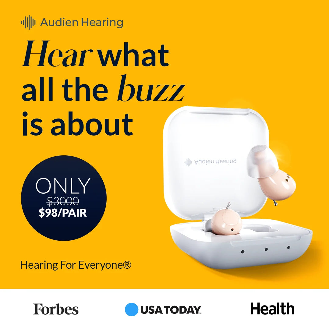 Audien Atom One Over-The-Counter (OTC) In-The-Ear Rechargeable Hearing Aids, Universal Fit, 1 Pair