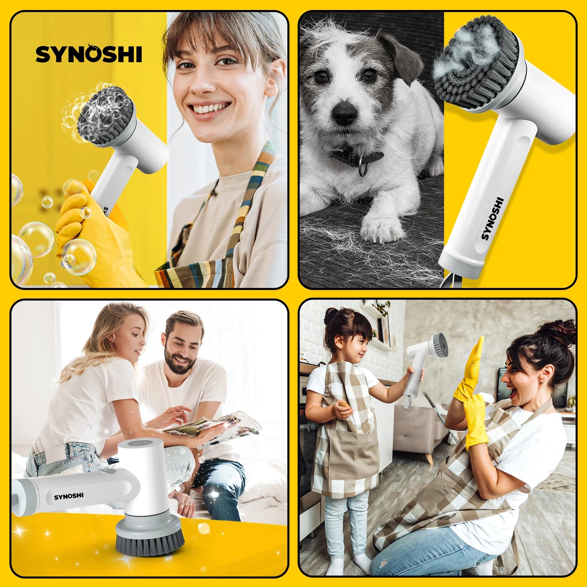 ® Electric Scrubber with 3 Replaceable Brush Heads, Cordless Waterproof Spin Power Cleaner