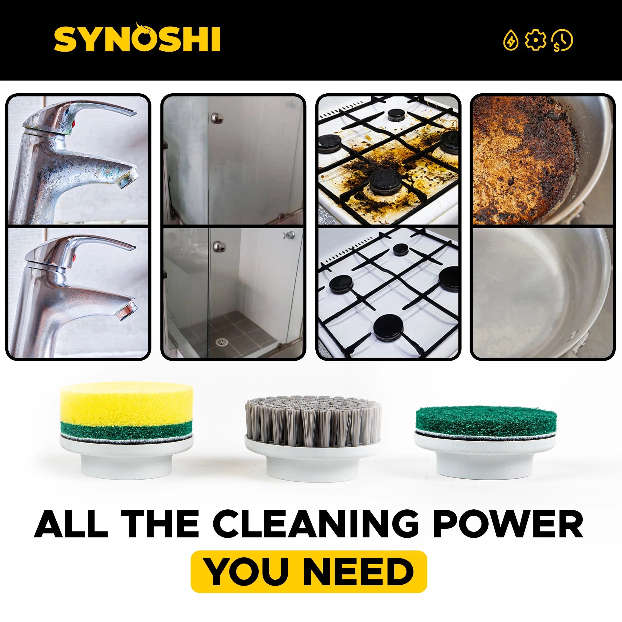 ® Electric Scrubber with 3 Replaceable Brush Heads, Cordless Waterproof Spin Power Cleaner