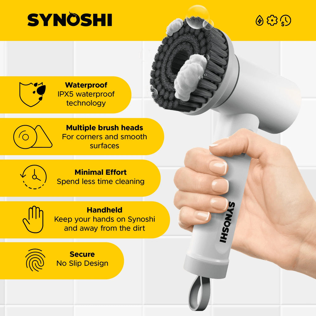 ® Electric Scrubber with 3 Replaceable Brush Heads, Cordless Waterproof Spin Power Cleaner