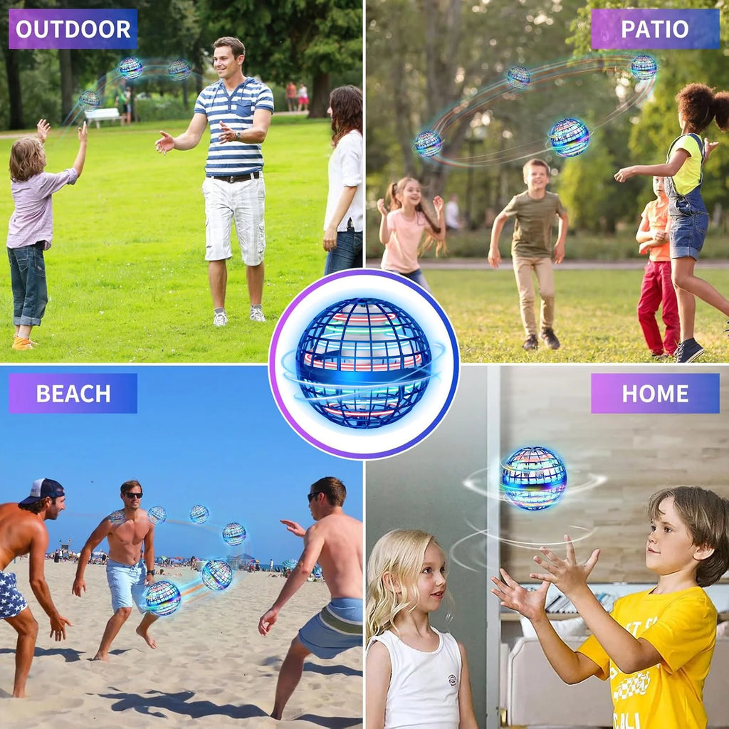 Flying Orb Ball Toys Hover Ball DIY Globe Shape Magic Controller Mini Drone Floating Toy 360°Rotating Boomerang Ball,Built-In RGB Led Lights Spinner Toys for Kids Adults Outdoor Indoor Gift(Blue)